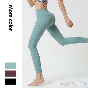 Pantalon fanm pantalon atletik antrennman Yoga pantalon kolan